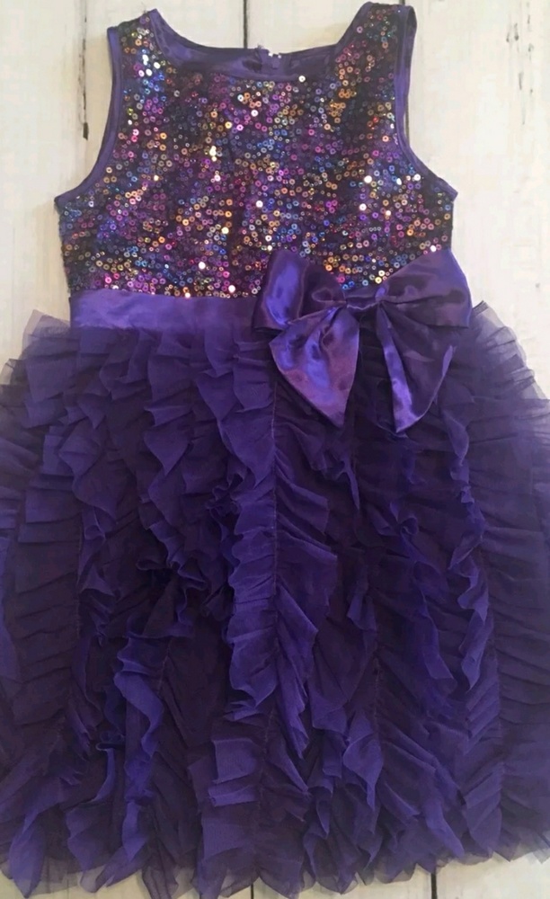 NWT Girls Biscotti Purple Sequin Dress SZ 10